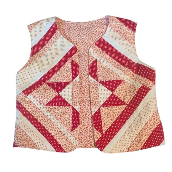 Quilted Handmade Vest Holiday Boho Cottagecore Dopamine Dressing Ugly Christmas - Picture 1 of 7
